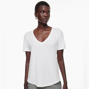 The Group by Babaton Foundation White V-Neck T-Shirt